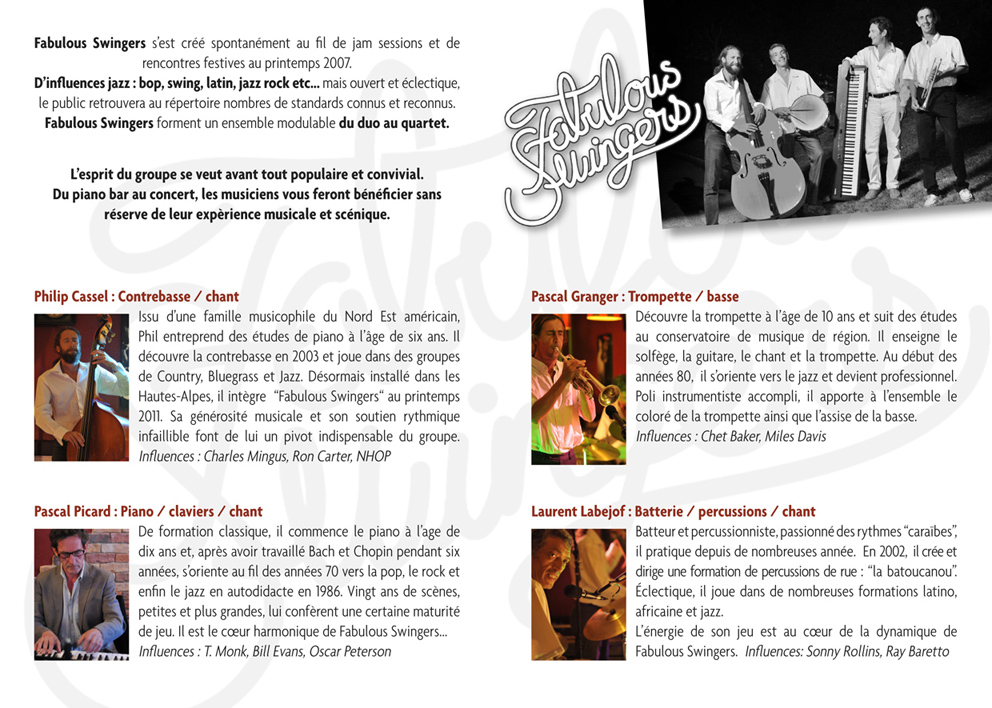 Fabulous Swingers quartet Jazz Swing et convivial